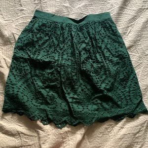 Green Eyelet Midi Skirt